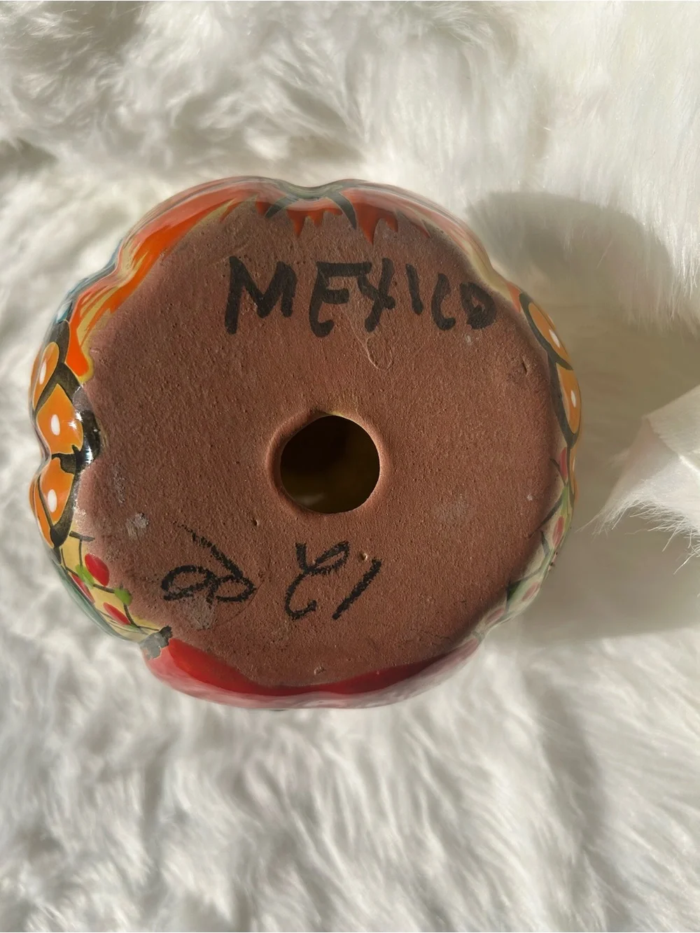 Talavera Ceramic Pumpkin Jack-O-Lantern Figurine Medium Hand Painted Mexico